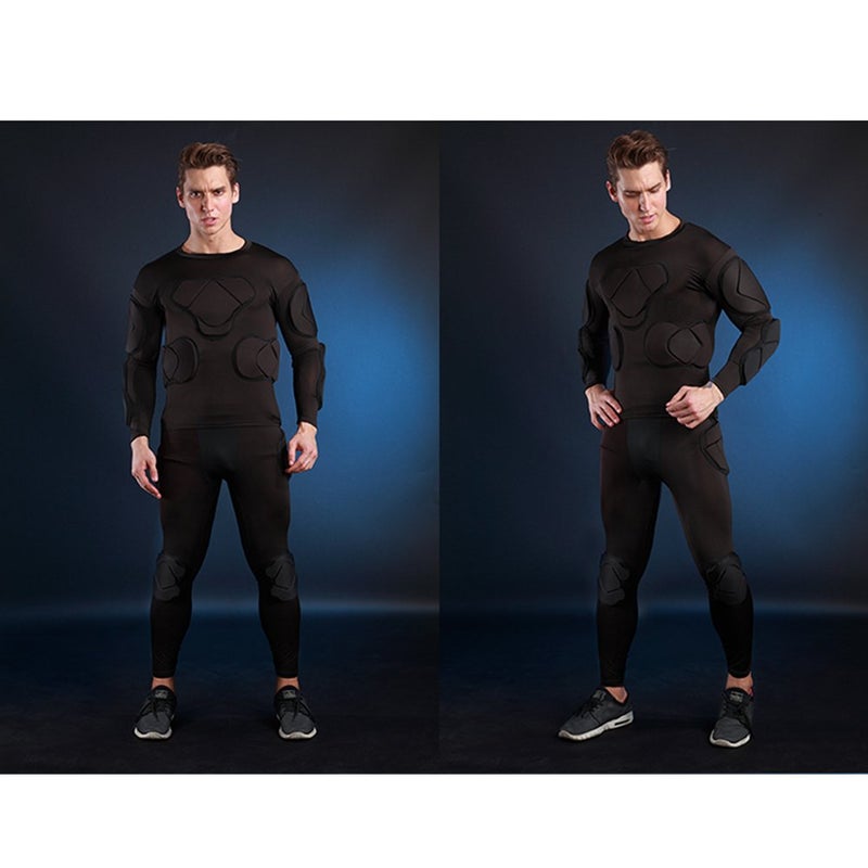 Shinestone Adult Men's Goalkeeper Armor BodyShield Padded Compression Long Sleeves Shirt with Sponge Protector for Football Baseball(Shirt-01,X-Large) - Image 4